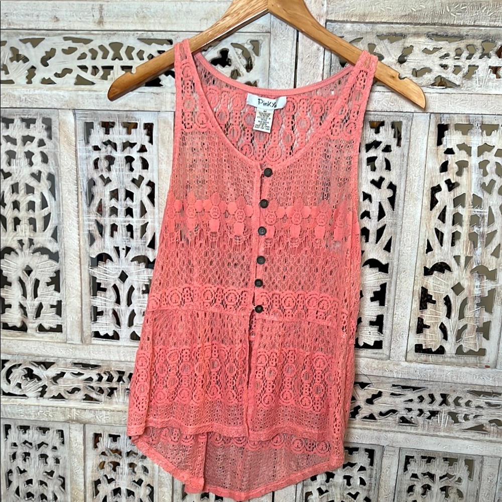 Pinky sheer lace top tank